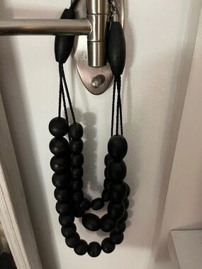 Matte Black Finnish Wooden Bead Necklace